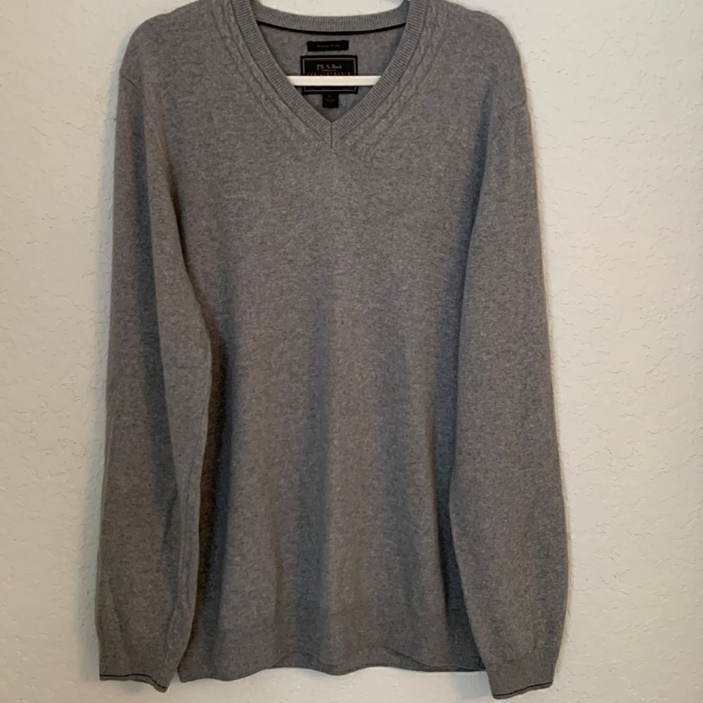 JOS.A.Bank RESERVE Italy V-Neck Wool Cashmere Blend Gray Men’s Sweater. Size XL